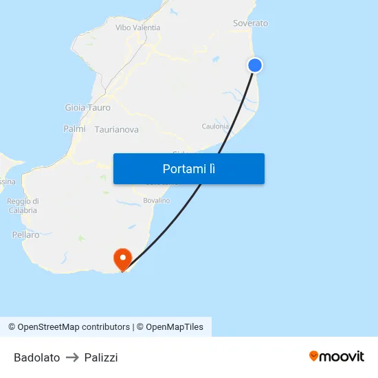 Badolato to Palizzi map