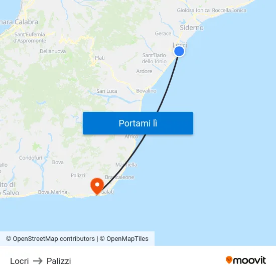 Locri to Palizzi map