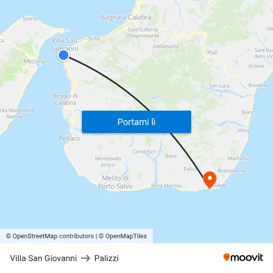 Villa San Giovanni to Palizzi map