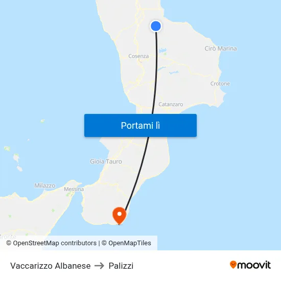 Vaccarizzo Albanese to Palizzi map