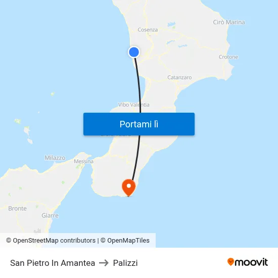 San Pietro In Amantea to Palizzi map