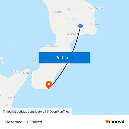 Mesoraca to Palizzi map