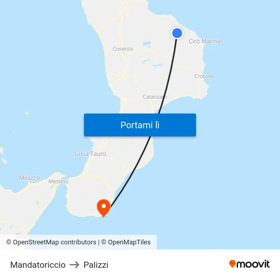 Mandatoriccio to Palizzi map