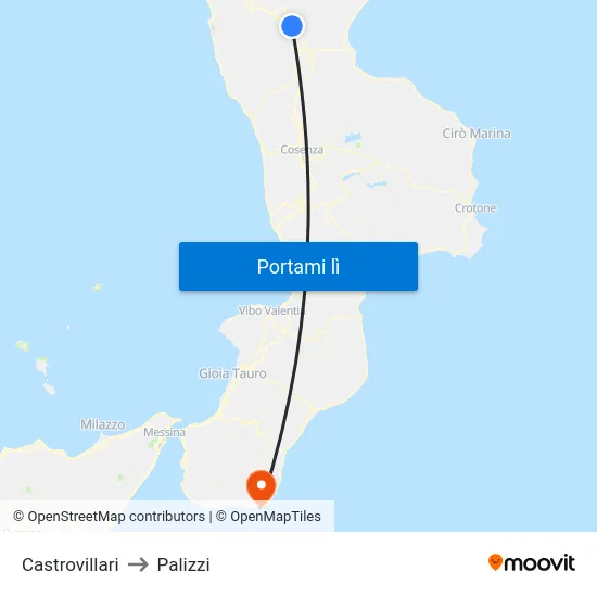 Castrovillari to Palizzi map