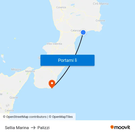 Sellia Marina to Palizzi map