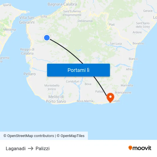 Laganadi to Palizzi map