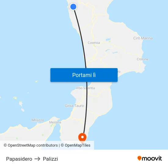 Papasidero to Palizzi map