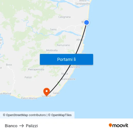 Bianco to Palizzi map