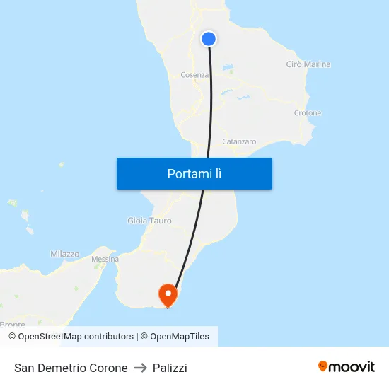 San Demetrio Corone to Palizzi map
