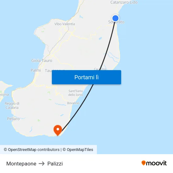 Montepaone to Palizzi map