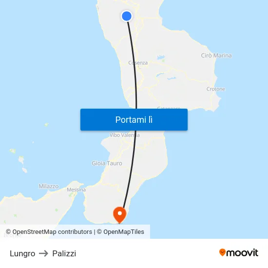 Lungro to Palizzi map