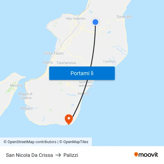 San Nicola Da Crissa to Palizzi map