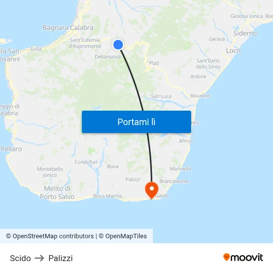 Scido to Palizzi map