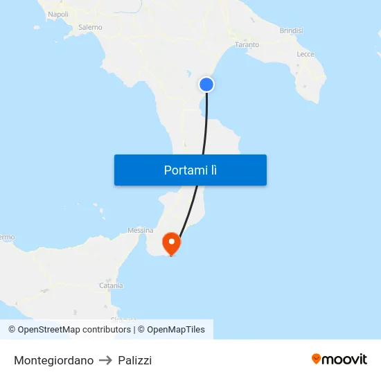 Montegiordano to Palizzi map