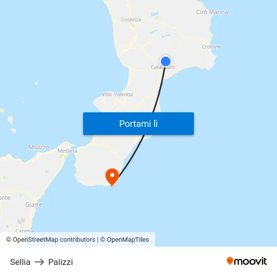 Sellia to Palizzi map