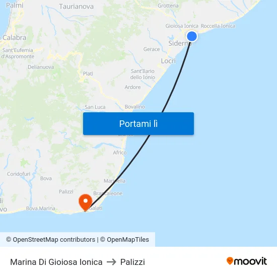 Marina Di Gioiosa Ionica to Palizzi map