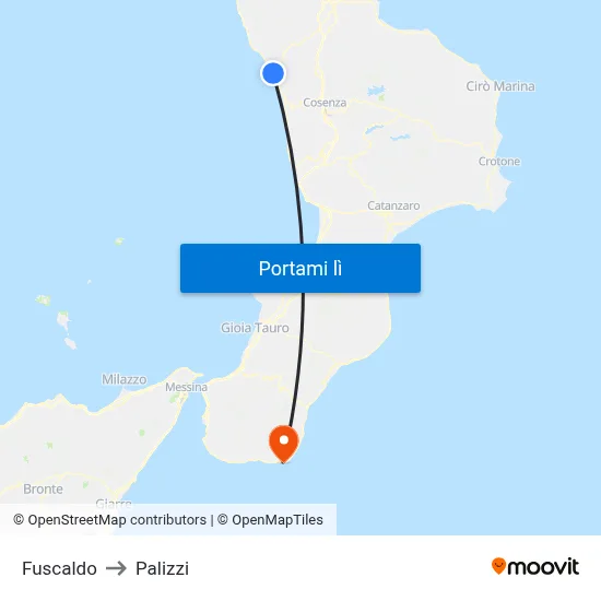 Fuscaldo to Palizzi map