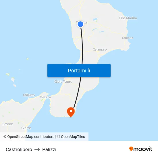 Castrolibero to Palizzi map
