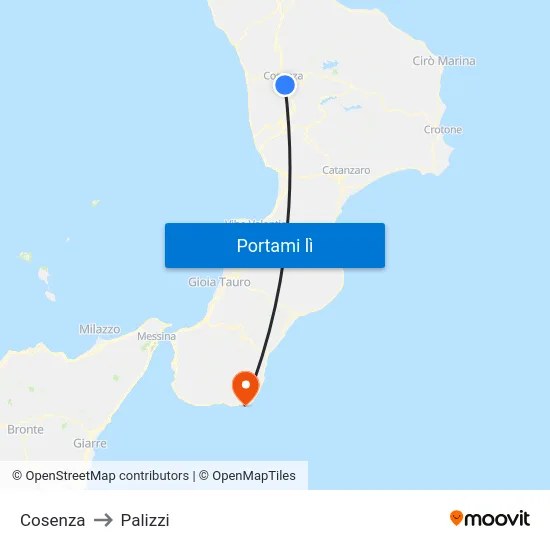 Cosenza to Palizzi map