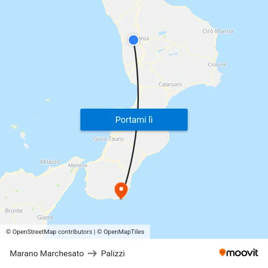 Marano Marchesato to Palizzi map