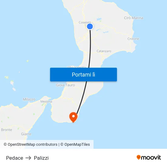 Pedace to Palizzi map