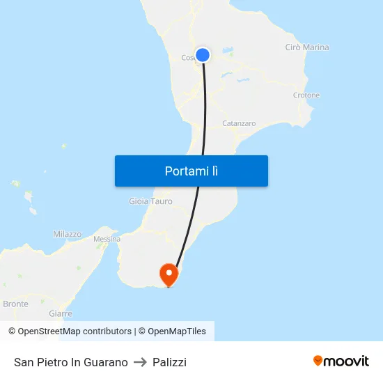 San Pietro In Guarano to Palizzi map