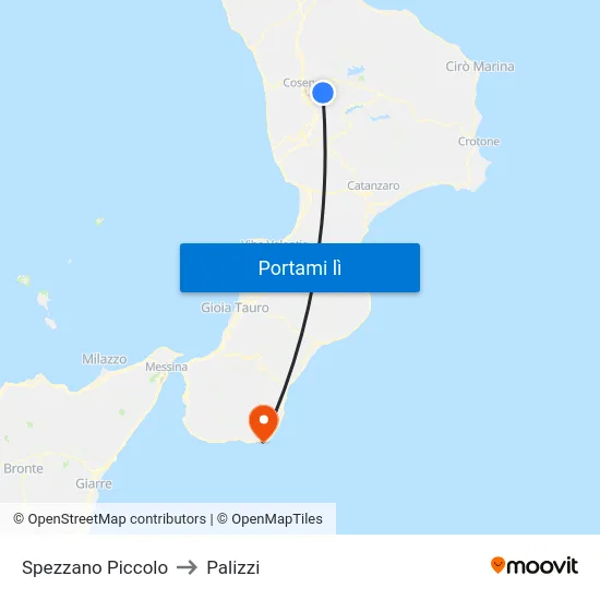 Spezzano Piccolo to Palizzi map