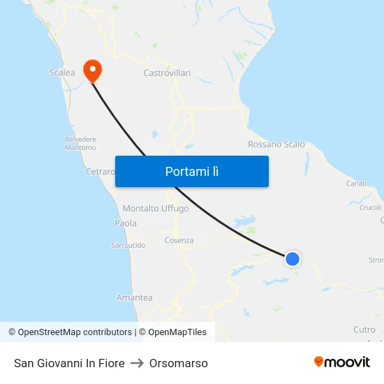 San Giovanni In Fiore to Orsomarso map