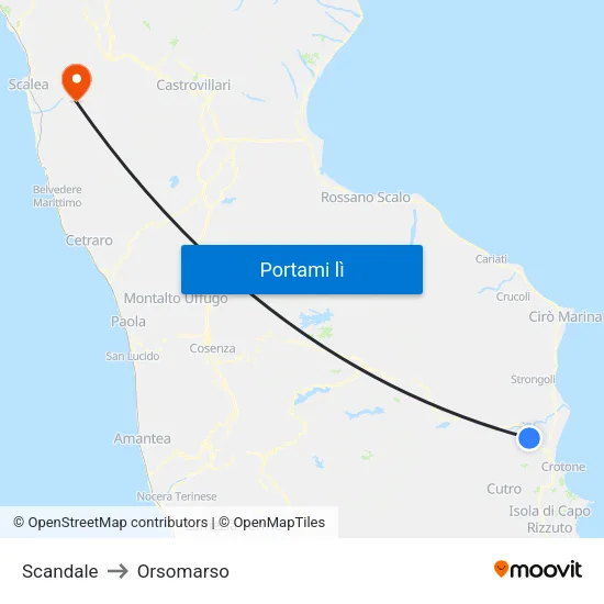 Scandale to Orsomarso map