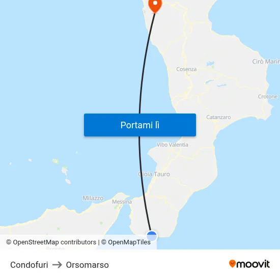 Condofuri to Orsomarso map