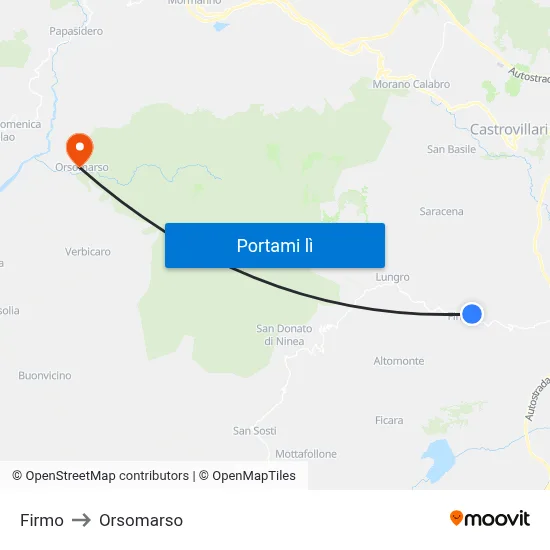 Firmo to Orsomarso map