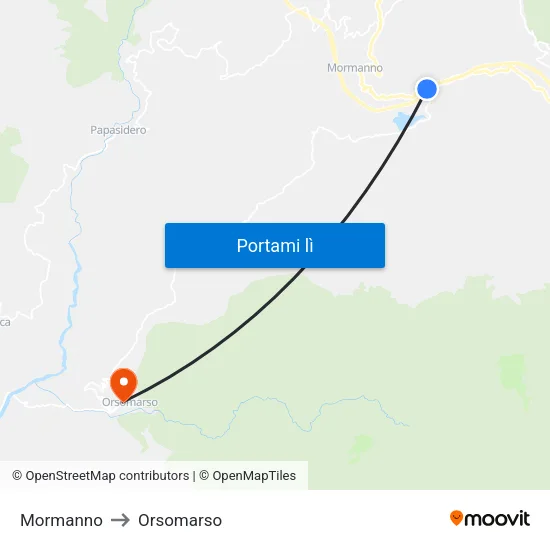 Mormanno to Orsomarso map