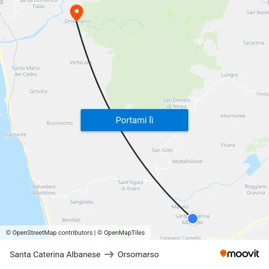 Santa Caterina Albanese to Orsomarso map