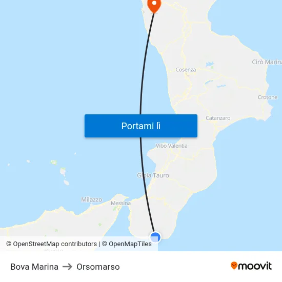 Bova Marina to Orsomarso map