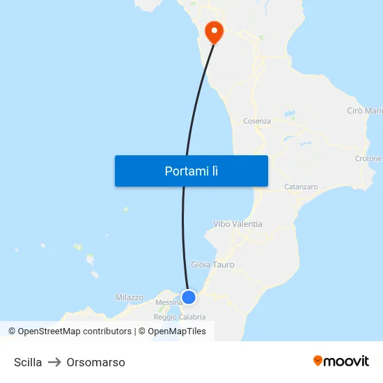 Scilla to Orsomarso map