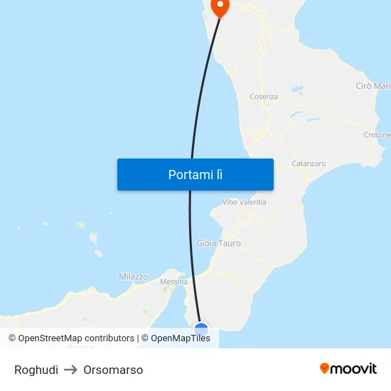 Roghudi to Orsomarso map