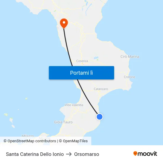 Santa Caterina Dello Ionio to Orsomarso map