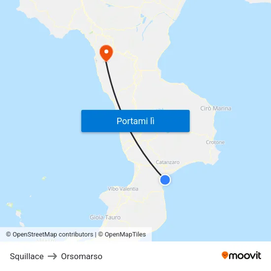 Squillace to Orsomarso map