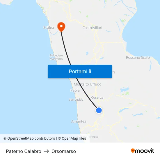 Paterno Calabro to Orsomarso map
