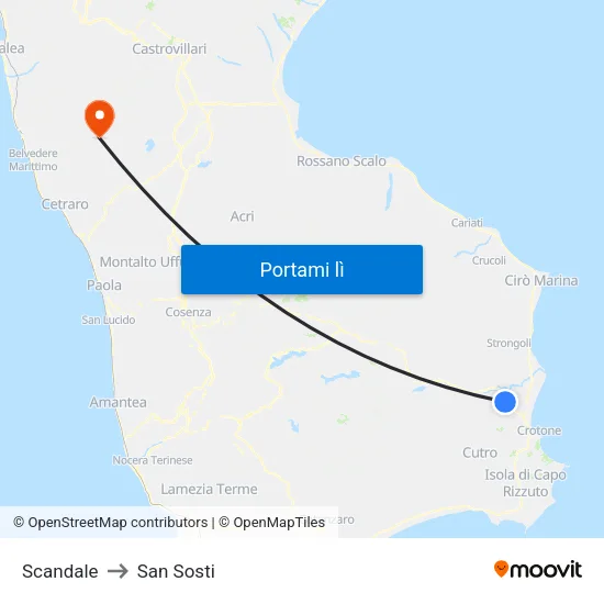 Scandale to San Sosti map