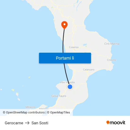 Gerocarne to San Sosti map