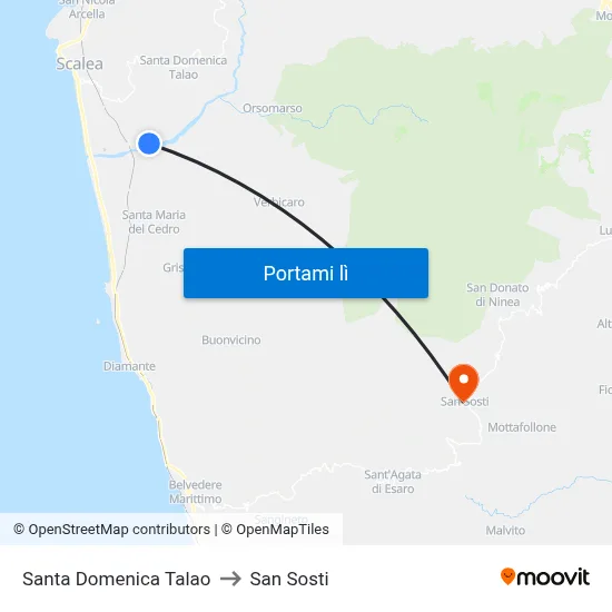 Santa Domenica Talao to San Sosti map