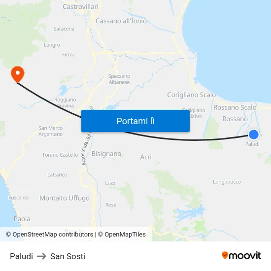 Paludi to San Sosti map