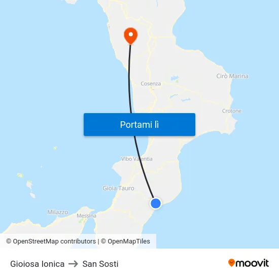 Gioiosa Ionica to San Sosti map
