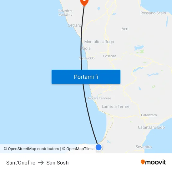 Sant'Onofrio to San Sosti map