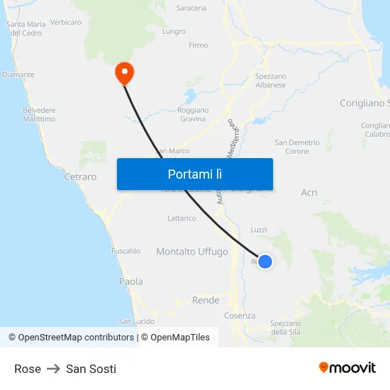 Rose to San Sosti map