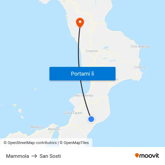 Mammola to San Sosti map