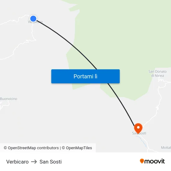 Verbicaro to San Sosti map