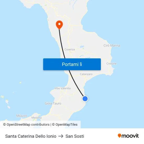 Santa Caterina Dello Ionio to San Sosti map