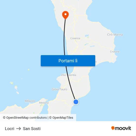Locri to San Sosti map